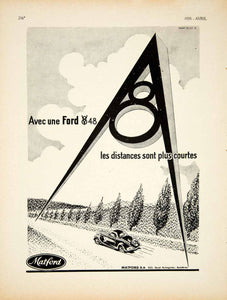 1935 Ad Vintage French Ford V8 48 Car Automobile Matford SA Asnieres France VEN9