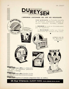 1935 Ad Vintage French Dureysen Printer Packaging Nestle Kodak Aspirine VEN9