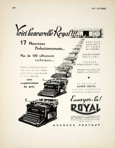 1935 Ad Vintage French Royal Typewriters Typing Machine Typewriting Antique VEN9