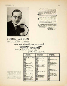 1935 Ad Vintage French Louis Merlin Radio Advertising France PR Publicite VEN9
