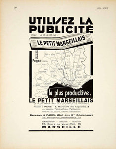 1935 Ad Vintage French Le Petit Marseillais Newspaper Marseille France VEN9