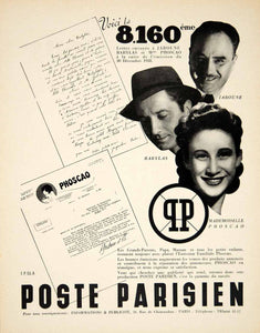 1939 Ad Vintage Poste Parisien French Radio Station Broadcasting Phoscao VEN9
