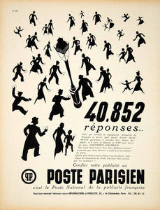 1939 Ad Vintage French Poste Parisien Radio Station People Silhouette Paris VEN9
