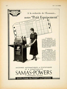 1937 Ad French Samas-Powers Keypunch Card Machine Accounting Statistics VEN9