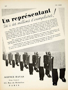 1937 Ad Agence Havas Paris French Advertising Agency Businessmen Briefcase  VEN9