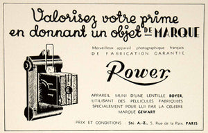 1935 Ad Vintage French Rower Camera Photography Photographie Francais VEN9