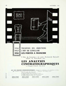 1958 Lithograph Ad French Sales Films Movies Analyses Cinematographiques VENA1