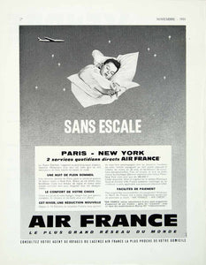 1958 Ad Vintage Air France French Airlines Daily Flights Paris New York VENA1