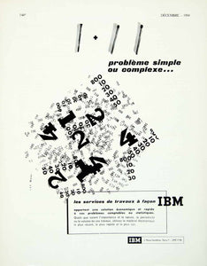 1958 Ad Vintage French IBM Business Problems Accounting Statistics Numbers VENA1