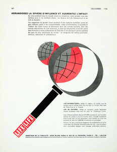 1958 Ad LIFE Magazine French Advertising John Irland Wood Magnifying Glass VENA1