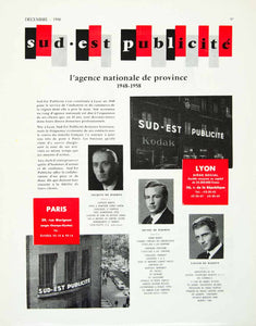 1958 Ad Vintage Sud-Est Publicite French Jacques de Barrin Henri Zavier VENA1