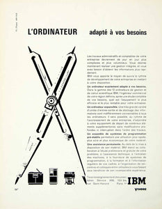 1963 Ad French IBM Computer Ordinateur International Business Machines VENA1