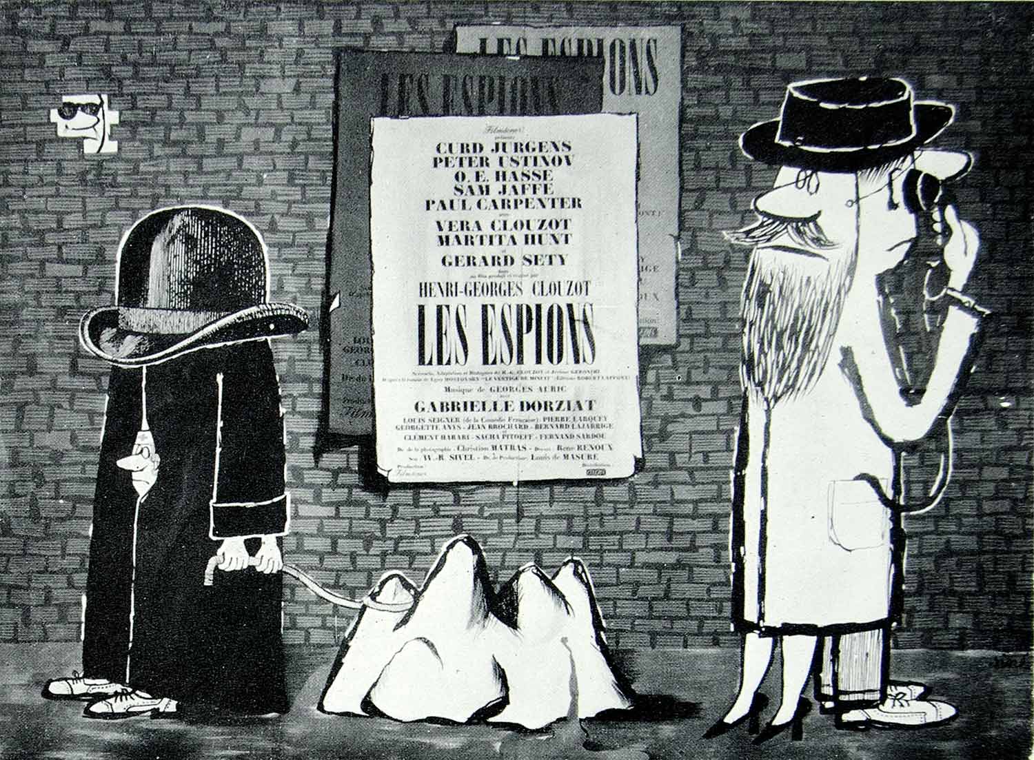 1957 Print Maurice Sinet Sine Art French Advertising Poster Espions Film VENA1