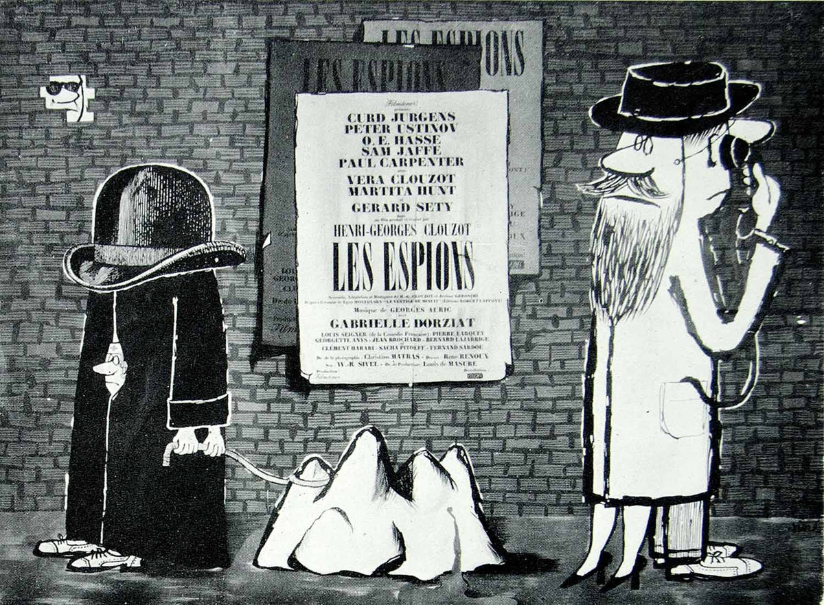1957 Print Maurice Sinet Sine Art French Advertising Poster Espions Fi ...