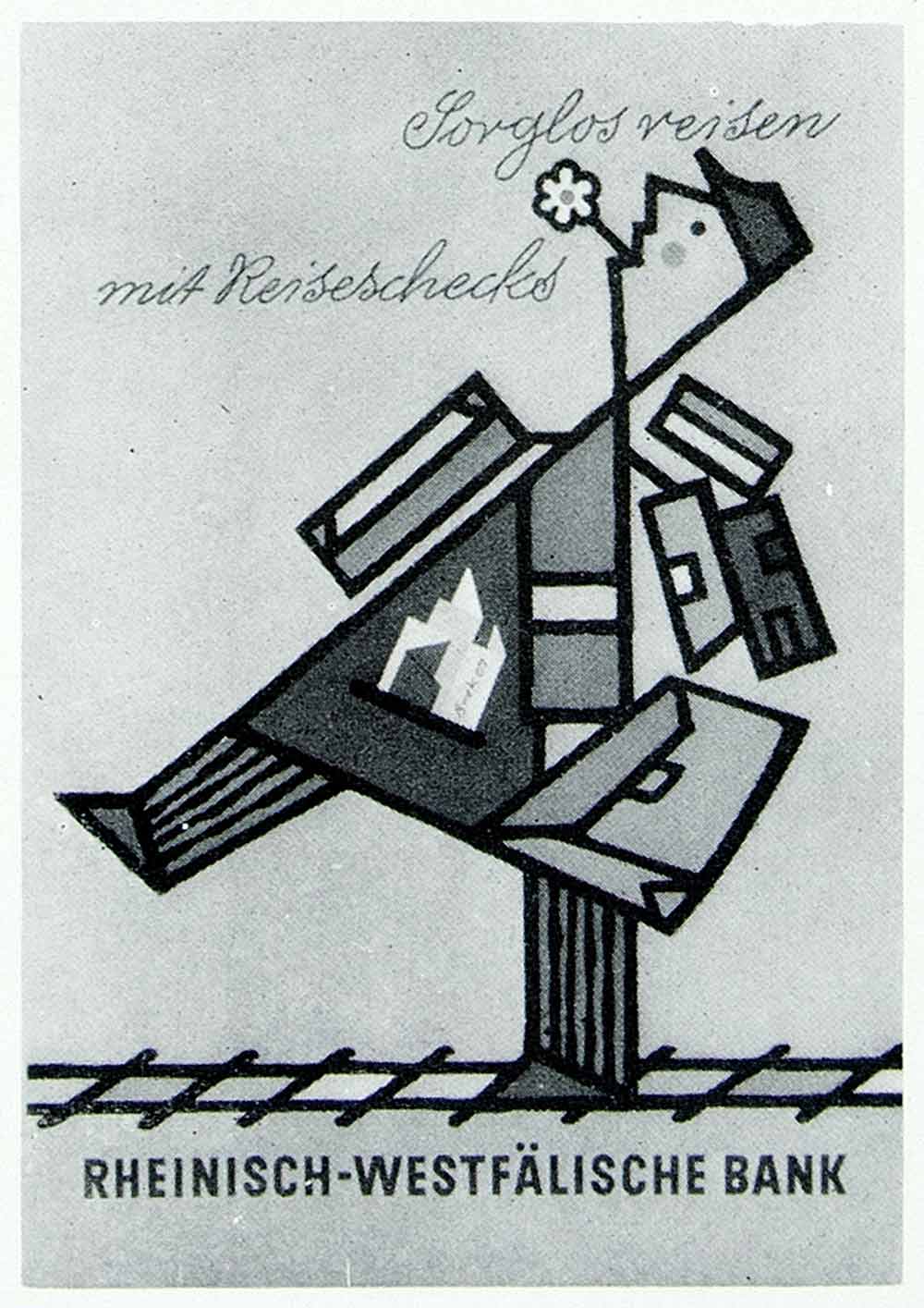 1957 Print Walter Breker Art German Advertising Poster Reiseschecks Travel VENA1