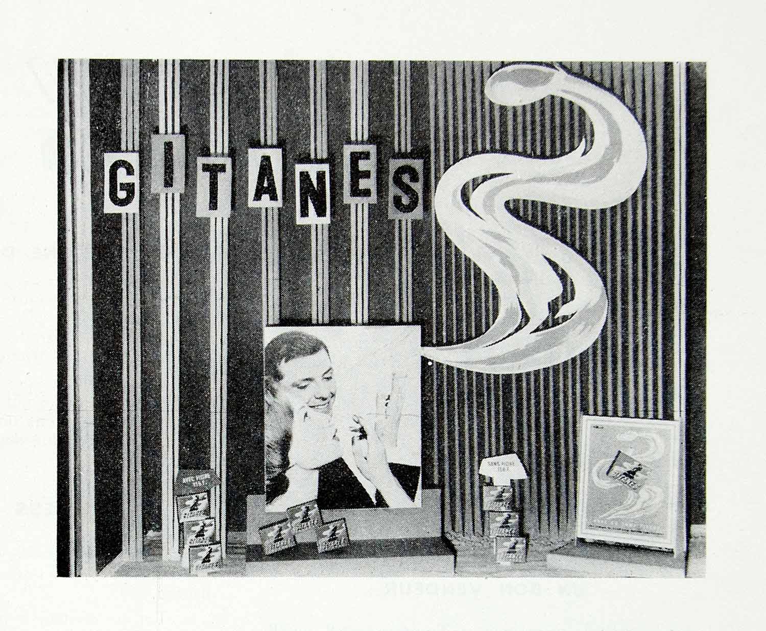 1958 Print Gitanes French Cigarettes Window Display Advertising Smoking VENA1