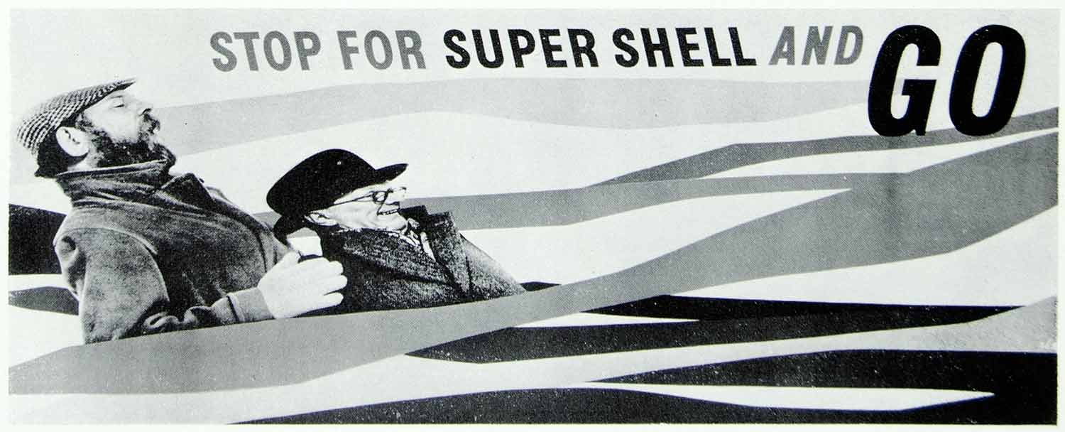 1958 Print Hans Schleger Zero Art Advertising Poster Super Shell