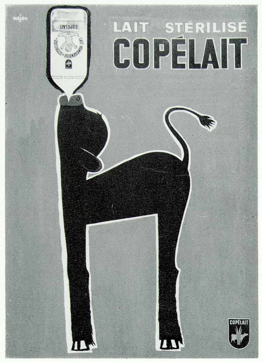 1958 Print French Advertising Poster Copelait Milk Jirou-Najou Calf Art VENA1