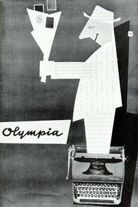 1958 Print Hans Lohrer Art French Advertising Poster Olympia Typewriter Ad VENA1