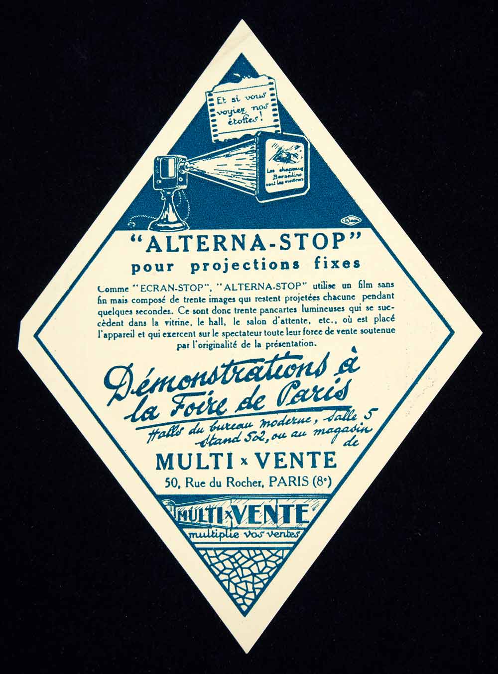 1926 Lithograph Ecran-Stop French Advert Alterna-Stop Multi Vente 50 Rue VENA2