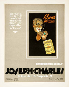 1927 Lithograph Ad Joseph-Charles Wills Cigarettes 9 Rue Estrapade Paris VENA2