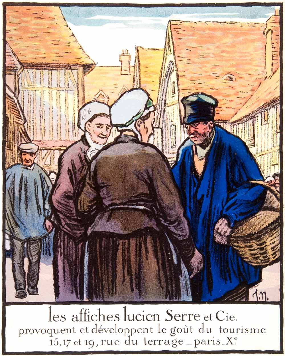 1926 Lithograph Ad Lucien Serre 15 Rue Terrage Paris Costume French Town VENA2