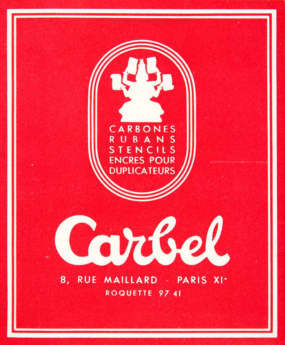 1956 Calendar Prints Carbel 8 Rue Maillard Paris Advertising French Ink VENA2