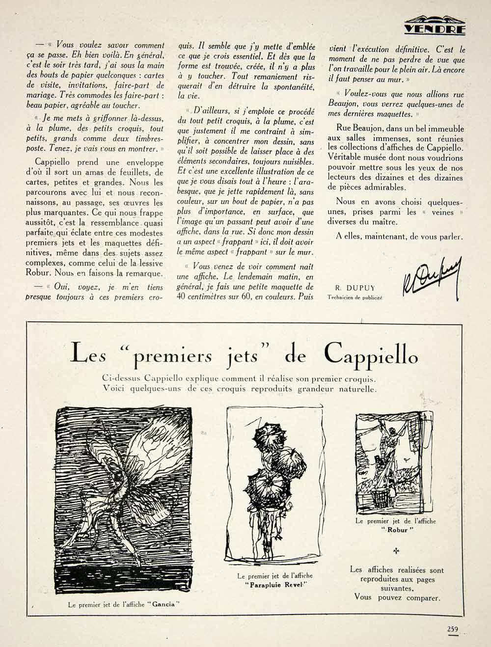 1924 Article Visite Cappiello Interview French Gancia Royat Robur Wagram VENA2