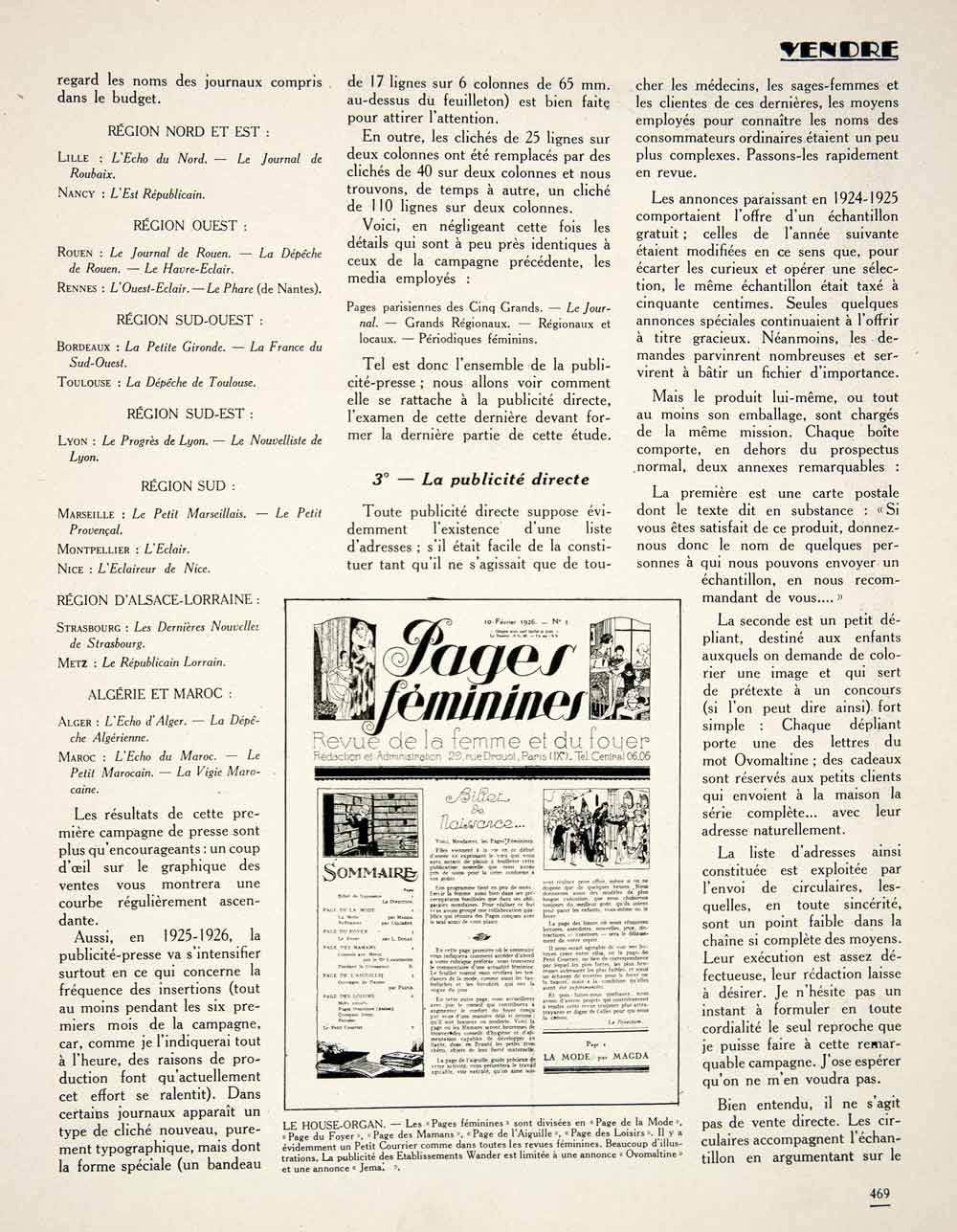 1926 Article Ovomaltine Jean Neuilly Campaign 58 Rue Charonne Ovaltine VENA2
