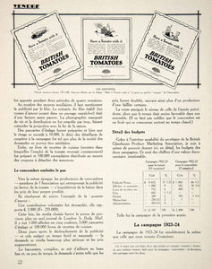 1925 Article British Tomatoes Cucumbers Campaign Fernand Marteau VENA2