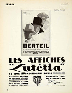 1927 Ad Lutetia 53 Rue Rochechouart Jean Mercier Bertiel Henry Le Monnier VENA3