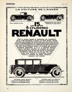 1927 Advert Renault Automobile Torpedo Car 53 Champs-Elysees Tire Voiture VENA3