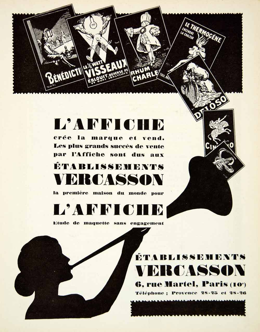1927 Ad Vercasson 6 Rue Martel Paris Visseaux Advertising Agency Deloso VENA3