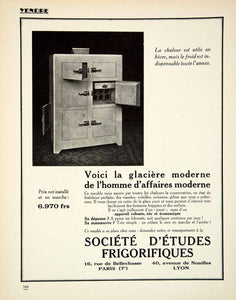 1927 Ad Societe D'Etudes Frigorifiques 16 Rue Bellechasse Paris VENA3