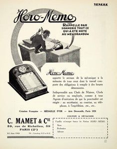 1927 Advert Horo-Memo Planner C. Mamet 59 Rue Richelieu Paris Memorandum VENA3