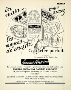 1927 Ad Encres Antoines Surcouf Carbon Paper Ribbon Ink 38 Rue D'Haupoul VENA3