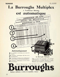 1927 Advert Burroughs Multiplex Calculation Machine Device 1 Rue Italiens VENA3