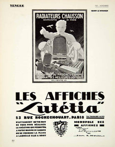 1927 Advert Affiches Lutetia 53 Rue Rochechouart Henry Le Monnier Jean VENA3