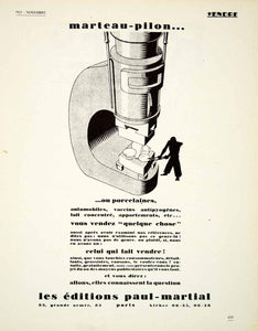 1927 Ad Drop Hammer Paul-Martial 83 Grande Armee Paris Advertising Agency VENA3
