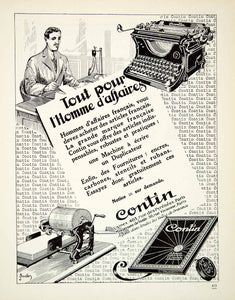 1927 Ad Contin Typewriter Carbon Paper Ribbon Duplicator 30 Rue Vivienne VENA3