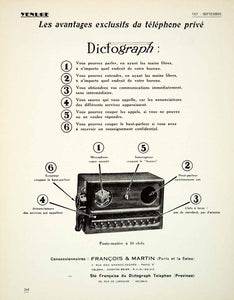 1927 Ad Dictograph Francois Martin Recorder Dictation machine 26 Rue VENA3