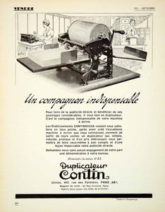 1927 Ad Contin Duplicator Copier Machine 403 Rue Pyrenees Paris Daubourg VENA3