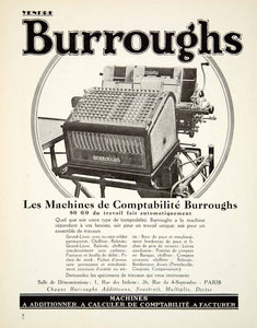 1926 Ad Burroughs Calculating Machine 1 Rue Italiens Paris Adding VENA3