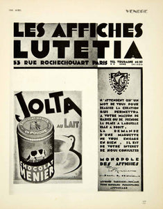 1930 Ad Lutetia Chocolat Menier Jolta Henry Le Monnier Jean Mercier VENA3