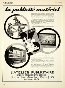 1930 Ad L'Atelier Publicitaire Generes 5 Rue Jean-Daudin Paris French VENA3