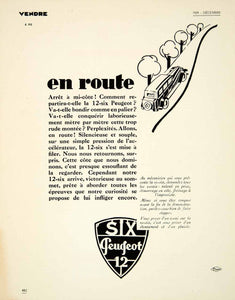 1929 Advert Peugeot Automobile Vehicle Transportation Prewar Car French 12 VENA3