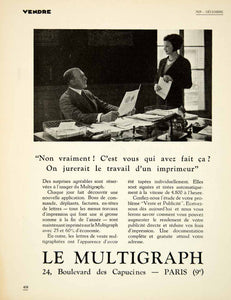 1929 Advert Multigraph 24 Boulevard Capucines Paris French Secretary Boss VENA3