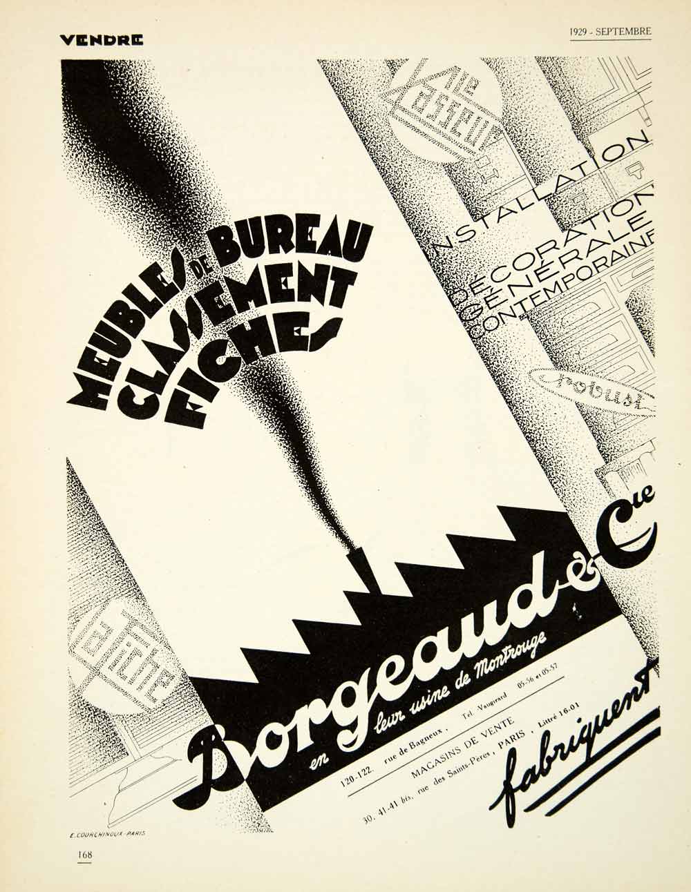 1929 Advert Borgeaud Montrouge Office Furniture Robust La Fiche Filing VENA3