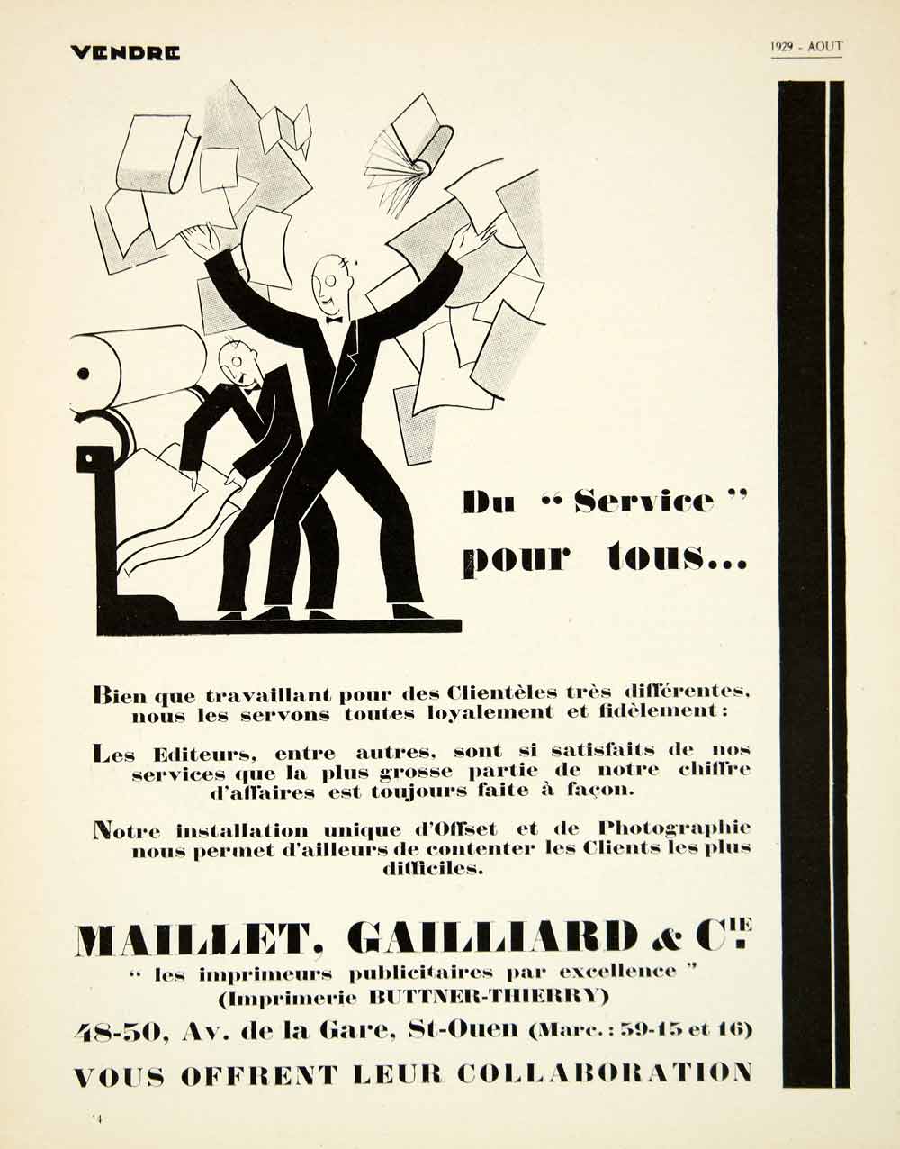 1929 Ad Maillet Gailliard Buttner Thierry Printing Press Firm Advertising VENA3