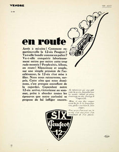 1929 Advertisement Peugeot Automobile Vehicle 12-Six French Voiture Car VENA3